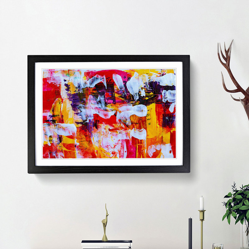 Abstract Art Painting Vol.350 by S.Johnson - Picture Frame Painting Print, 36cm H x 48cm W x 2cm D, Black Framed