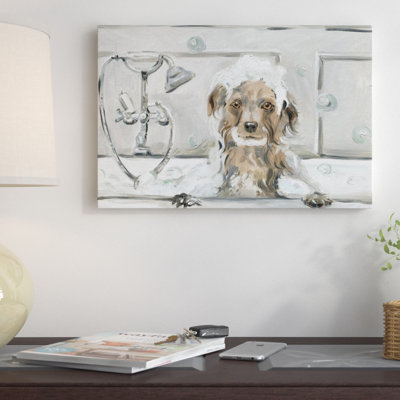 « bubble bain chiot »-impression sur toile tendue