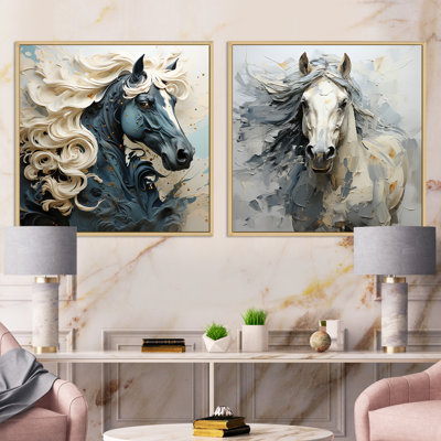 Fantasy Feminine Horse - Animals Horse Square Collage Set Of 2