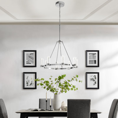 8 - Light Dimmable LED Wagon Wheel Chandelier