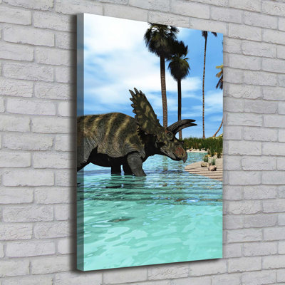 Dinosaurs On The Beach - Wrapped Canvas Print