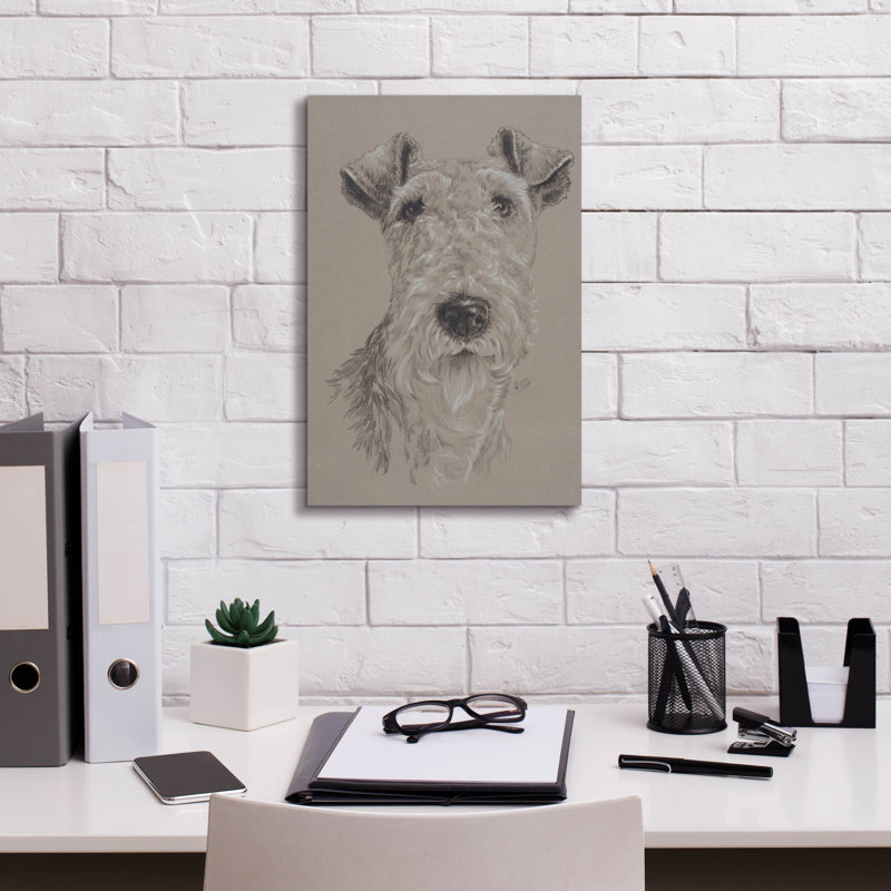 «Wire Fox Terrier» par Barbara Keith, art mural sur toile, H 18 po x l 12 po x P 0,75 po