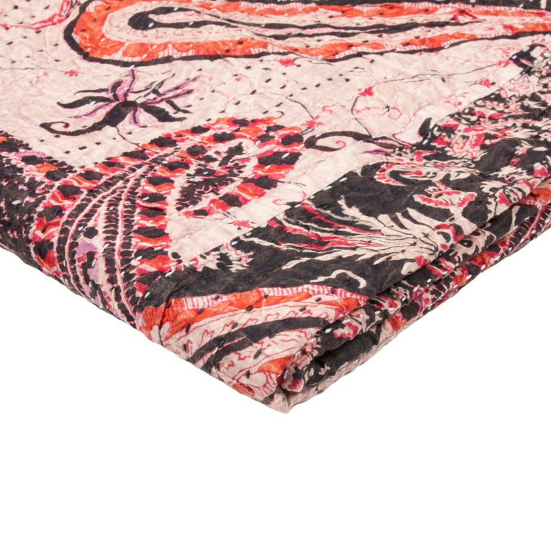 70" Multicolored Cotton and Faux Fur Handmade Throw Blanket