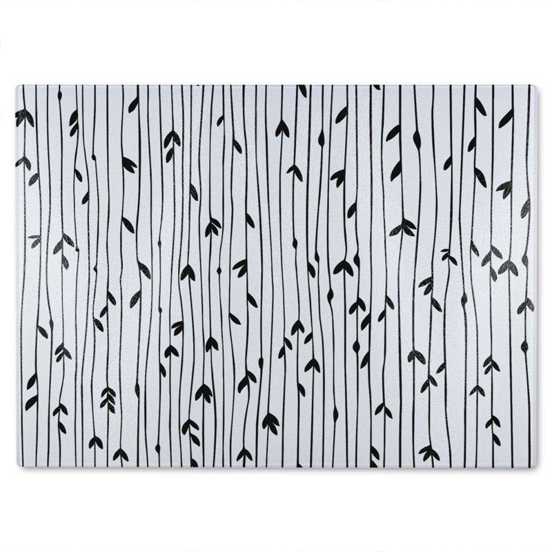 Sketchy Leaves Scattered  Glass Chopping Board