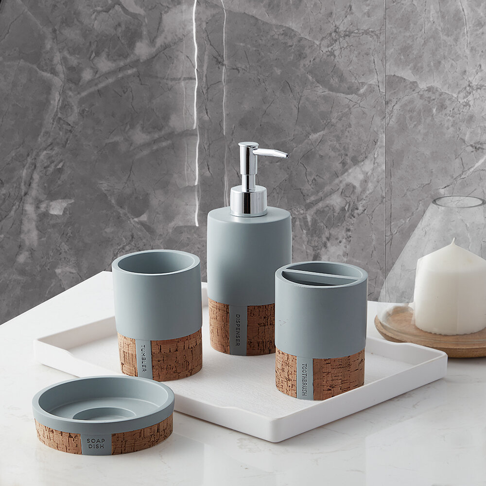 Obsa 4 Piece Bathroom Accessories Set Ebern Designs Color: Beige