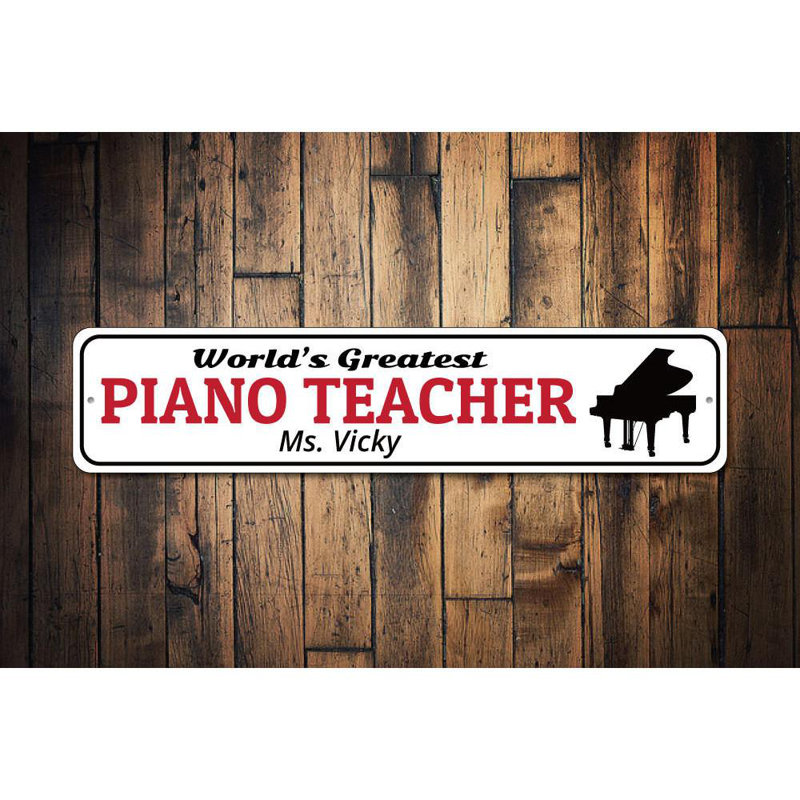 Enseigne de piano sur mesure en aluminium, H 4 po x l 18 po x P 0,04 po