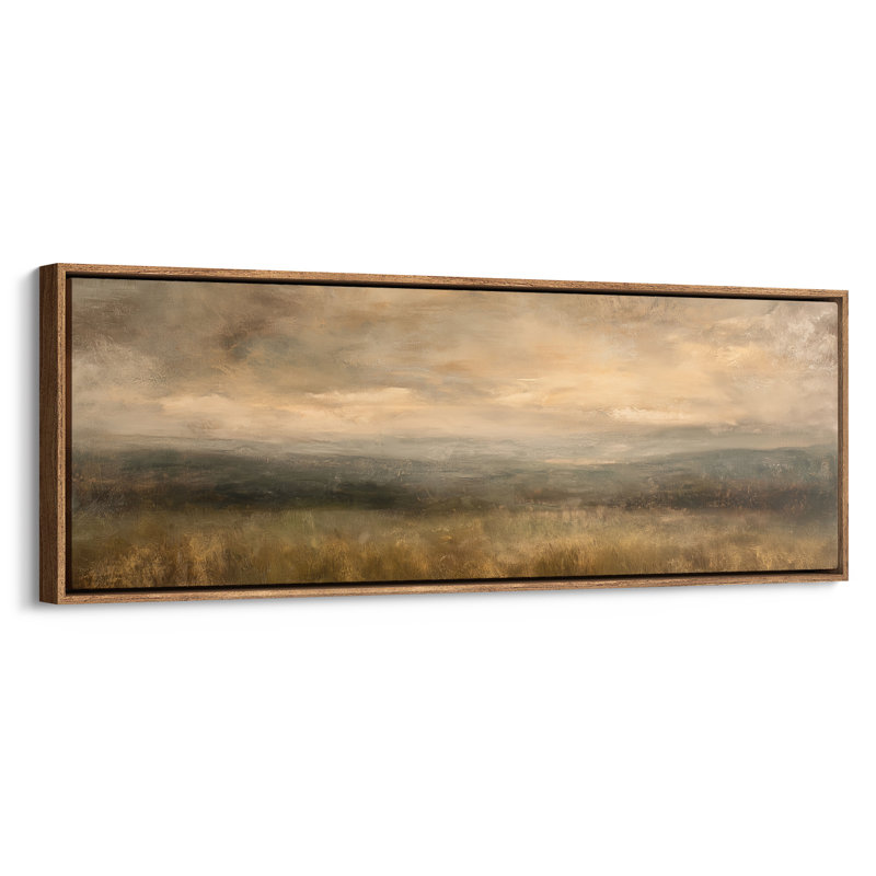 «Golden Field Horizon Misty Landscape Art», impression murale, H 20 po x l 60 po, Naturel