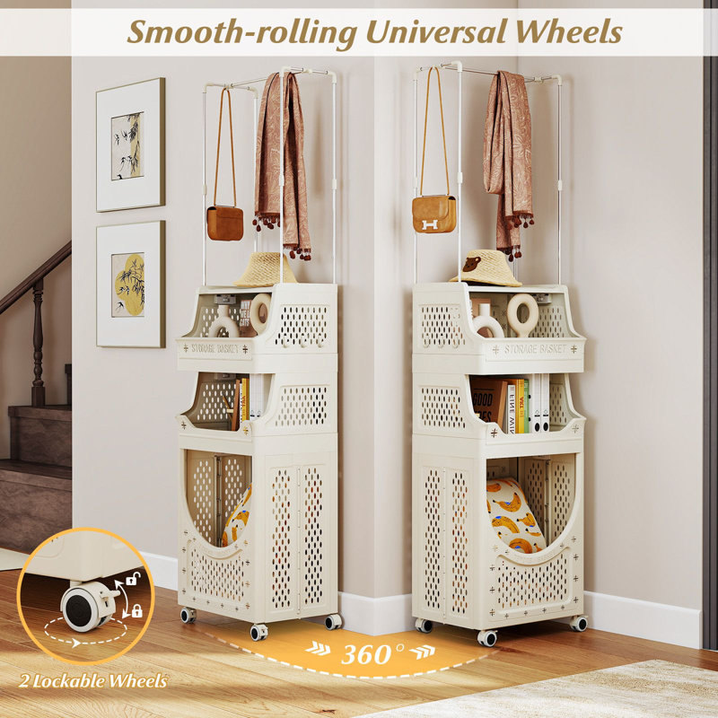 Plastic Laundry Cart with Wheels