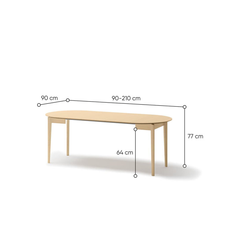 Plot PT-05: Elegant Light Oak Extendable Dining Table | Versatile Dining Solution - W90-210cm