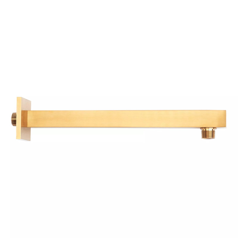 Signature Hardware 480179 12" Modern Square Wall Mounted Shower Arm and Flange - Brushed Gold