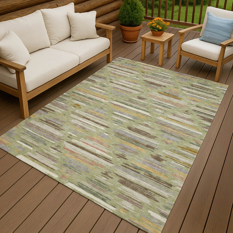 Machine Washable Indoor/Outdoor Chantille ACN2502 Southwest Rug, Aloe, 3' x 5'