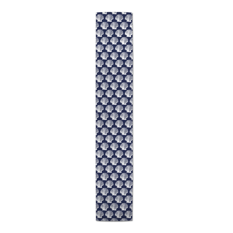Chemin de table géométrique Amaya, L 72 po x l 16 po, Bleu foncé