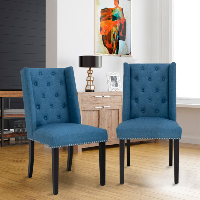 Chaise d'appoint capitonnée Dibiase, Bleu