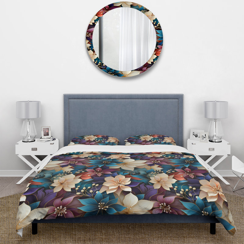 Ensemble de housse de couette Moroccan Oasis Ii Botanical Pattern II, Housse de couette pour grand lit et 2 taies décor