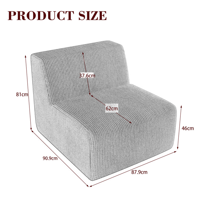 Berlare 87.9Cm Wide Armless Chair, Khaki