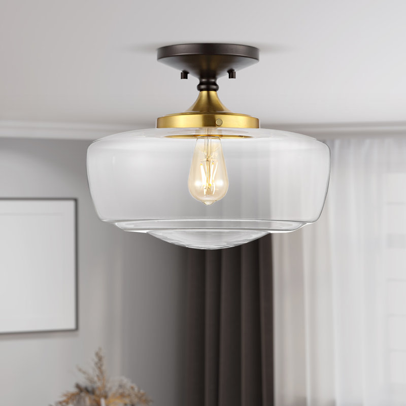 Tatem Glass Semi Flush Mount, Oil Rubbed Bronze/Brass Gold