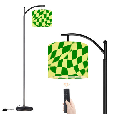 Lampe sur pied à arc avec abat-jour réglable vert et jaune