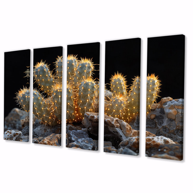 Cactus jaune, jaune et noir, H 28 po x l 60 po