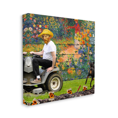 «Van Gogh Gardening Flowers Farmer Dog Collage» par Incado - impression