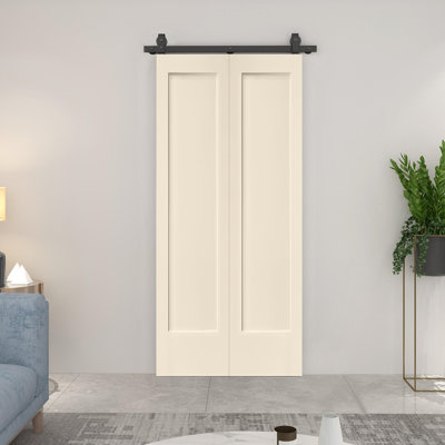 Paneled MDF Composite Bifold Barn Door with Installation Hardware Kit