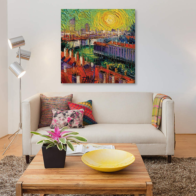 «A Summer in Lyon», reproduction sur toile, H 37 po x l 37 po x P 1,5 po, Toile tendue, Pas de tapis