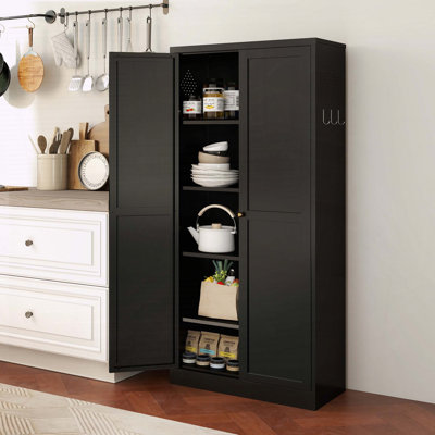 Armoire de cuisine 61 po en métal avec tablettes robustes et assemblage sans outil