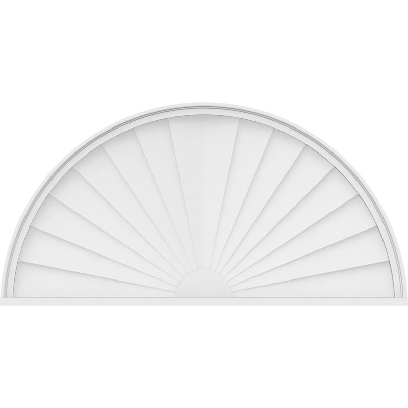 50"W x 25"H x 2"P Half Round Sunburst Architectural Grade PVC Pediment, 25" H  x 50" W  x 2" D