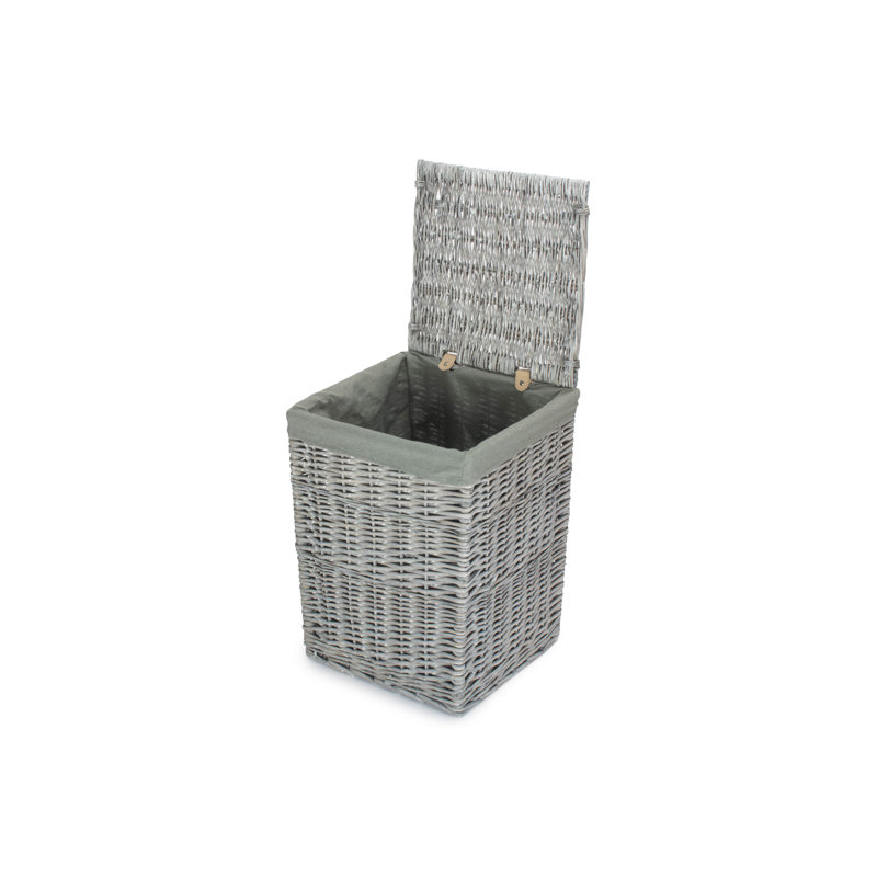 Wicker Laundry Basket with Lining, 50cm H x 33cm W x 33cm D