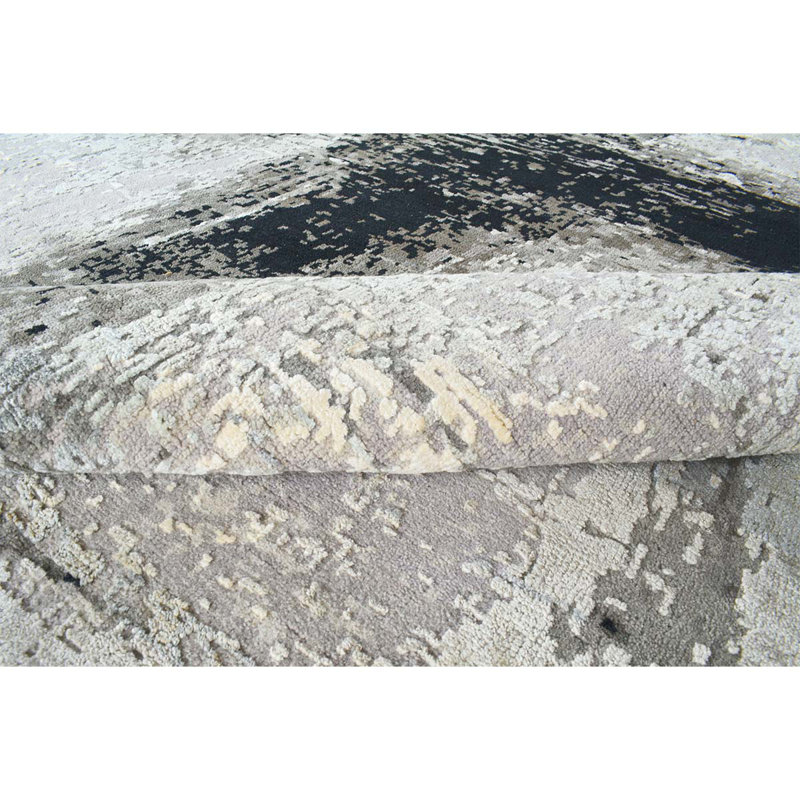 Hand Woven Silk and Wool Area Rug, Rectangle 8' x 10'