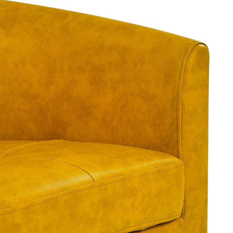 Fauteuil demi-tonneau en cuir synthétique avec repose-pieds, Jaune