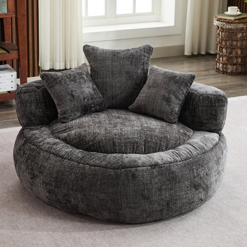 Bean Bag Lazy Sofa with Ultra Soft Chenille Cover, Black