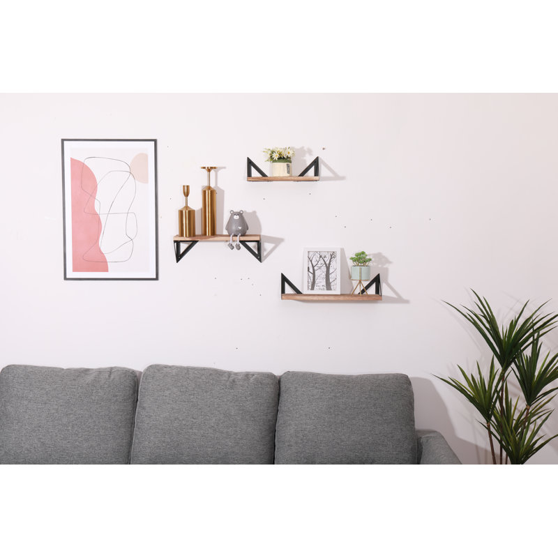 Tupman 3 Piece Solid Wood Bracket Shelf