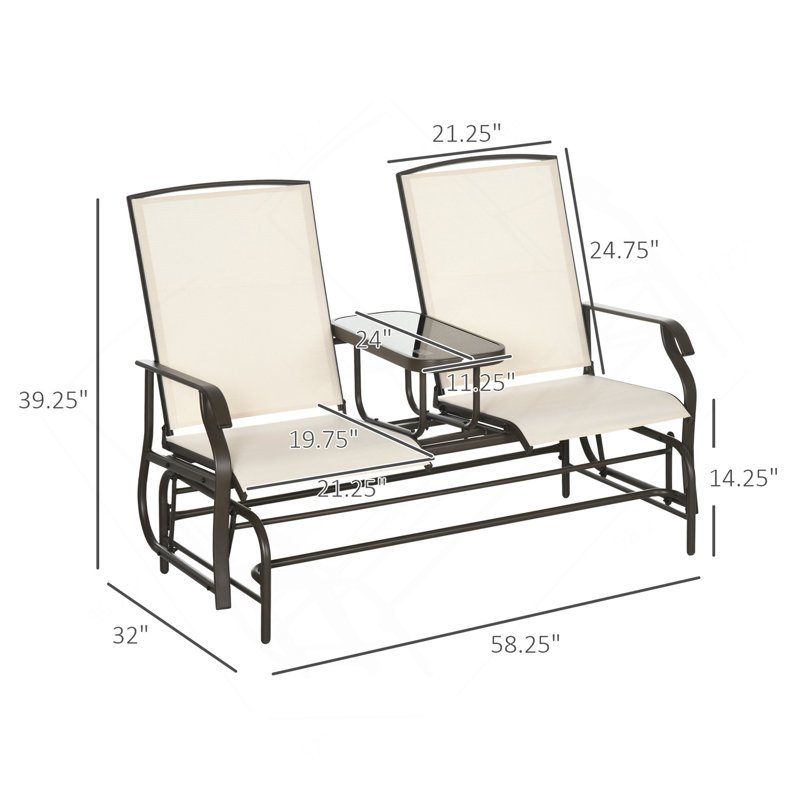 Banc oscillant d'extérieur avec table centrale Outsunny, Beige