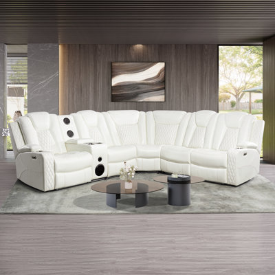 6 Seater Theater Style Motion Sofa Corner Set With Adjustable Headrest