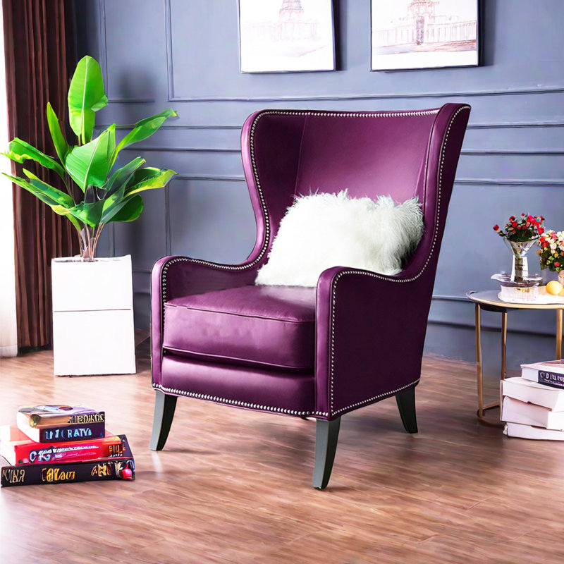 Osciel Faux Leather Accent Chair, Purple Faux Leather