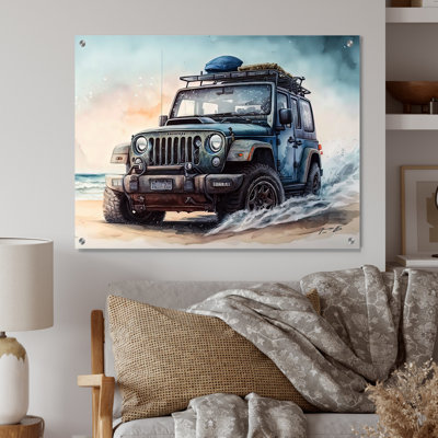 Off Road On The Beach II - Coastal Beach Acrylic Wall Art For Living Room