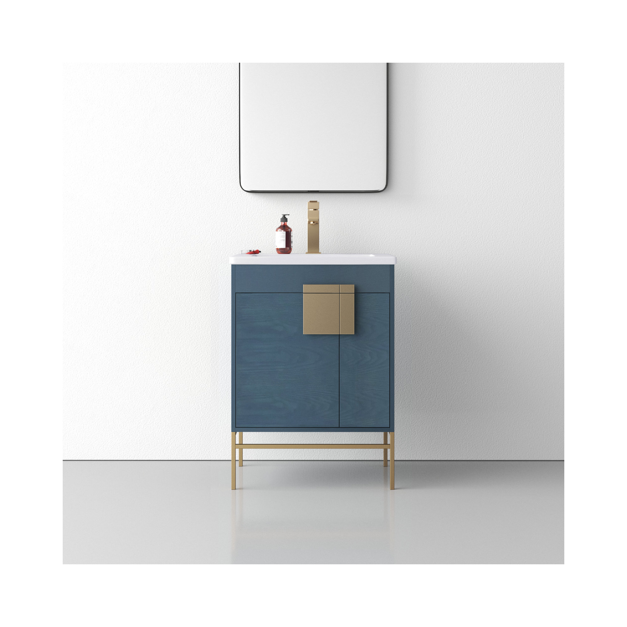 Maisie 24'' Single Bathroom Vanity, Satin Brass, French Blue
