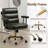 Green Faux Leather Executive Office Chair, Gold Metal Base, Adjustable Height Swivel Desk Chair with Padded Armrests & Wheels, 330 LBS Capacity-99451809