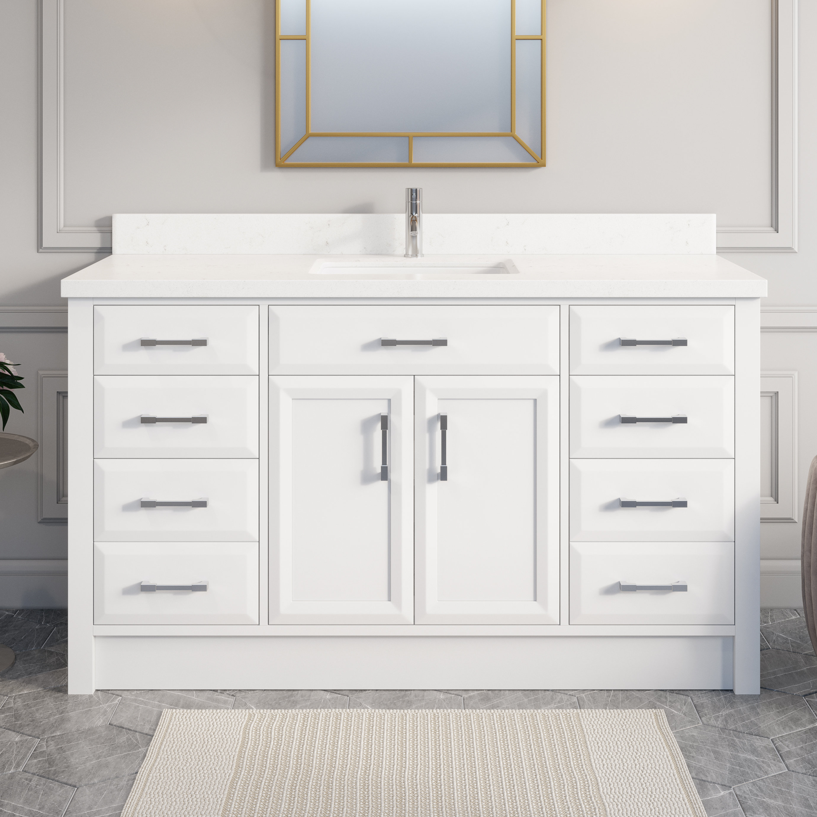 Red Barrel Studio Gretha Calais 60-Inch Bathroom Vanity In Pepper Grey ...