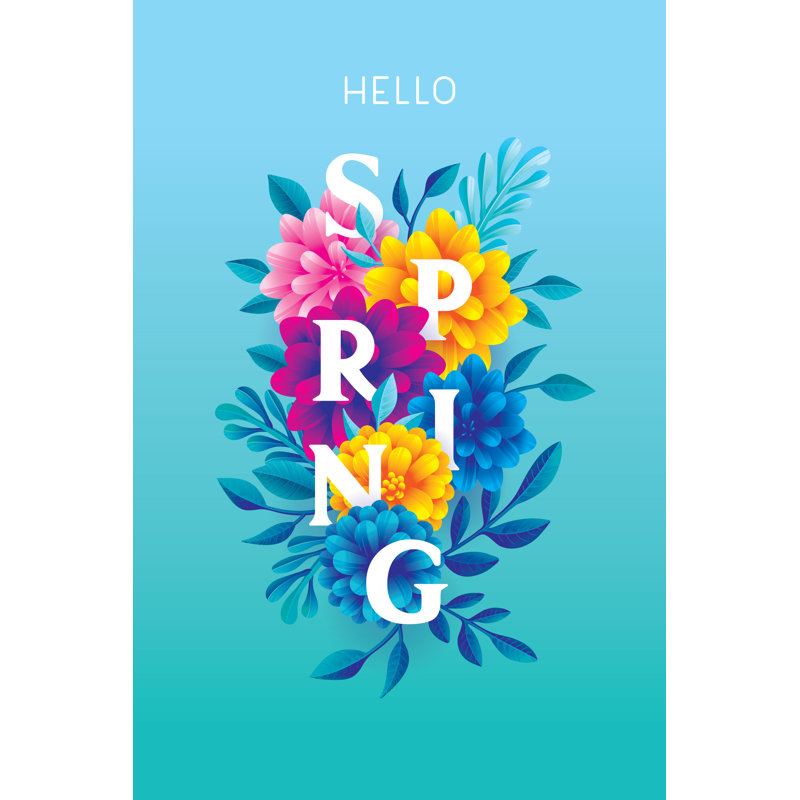 Keddie Hello Spring Greeting Card by Miakievy - Wrapped Canvas Print, 30cm H x 20cm W x 3.8cm D