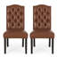 Ensemble de 2 chaises de salle à manger Elona, plateau en couronne, similicuir touffeté brun