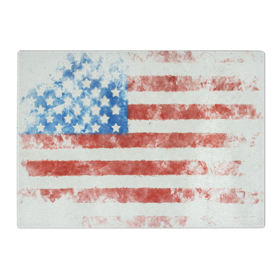 Tempered Glass Painted American Flag Chopping Board