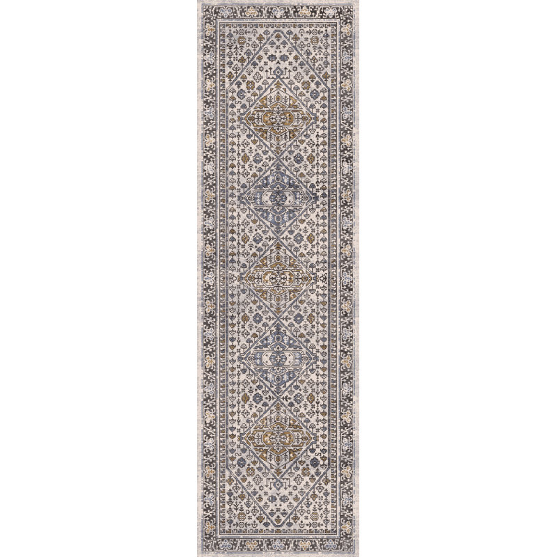 Tapis oriental taupe / gris, Tapis de couloir 2 pi 2 po x 7 pi 7 po