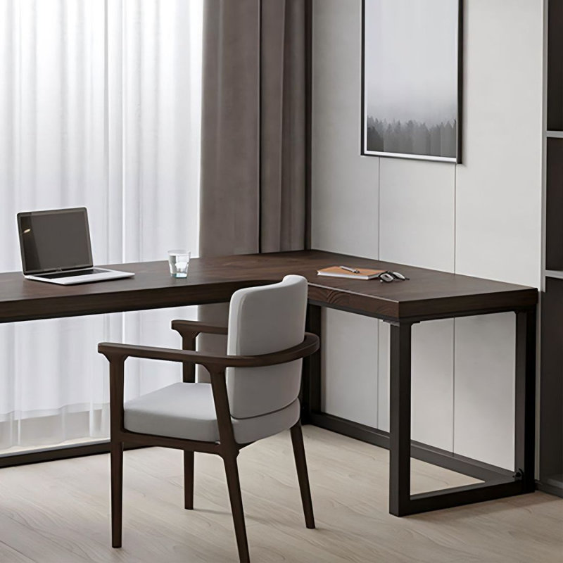Modern and simple Corner L-shaped solid wood Writing Desk, 29.53" H x 62.99" W x 47.24" D, Right Hand Return