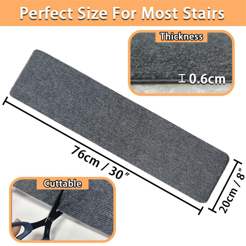 Non-Slip Stair Tread, 15 Pieces Included, Grey