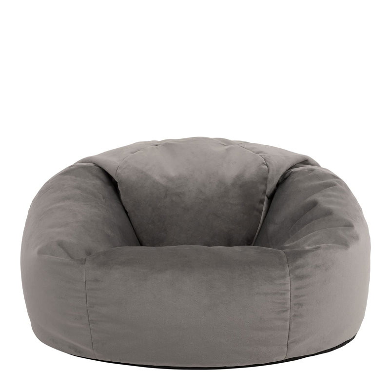 Velvet Bean Bag Chair, Grey