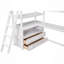 Lit mezzanine simple avec bureau et tablettes, deux tiroirs intégrés