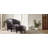 29″ Modern Barrel Accent Chair with Ottoman, Dark Brown Faux Leather