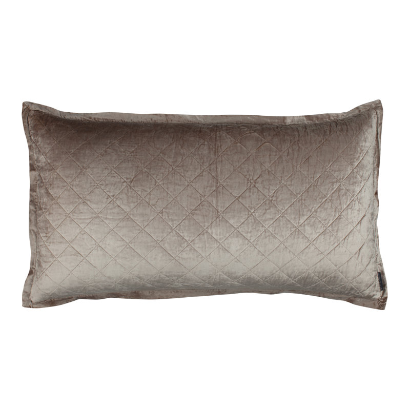 Chloe Velvet Feathers Lumbar Pillow, Champagne, 20" x 36" 