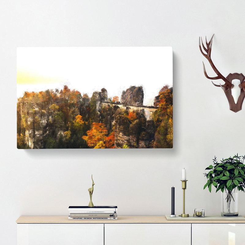 The Bastei Bridge In Germany - Wrapped Canvas Painting, 60cm H x 91cm W x 3cm D